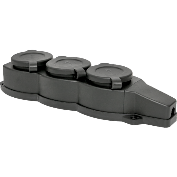 Розетка 3-м 16А IP44 2P+PE 230В с защ. крышками каучук EKF RPS-015-16-230-44