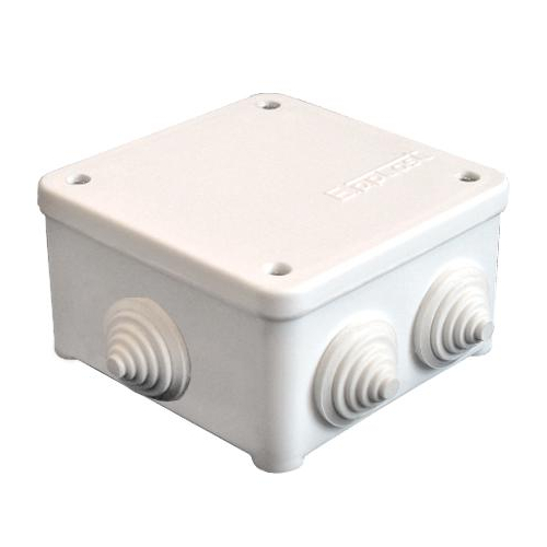 Коробка распределительная ОП 85х85х45мм У130 IP54 7 выходов 3 гермоввода крышка на винтах бел. Epplast 130111
