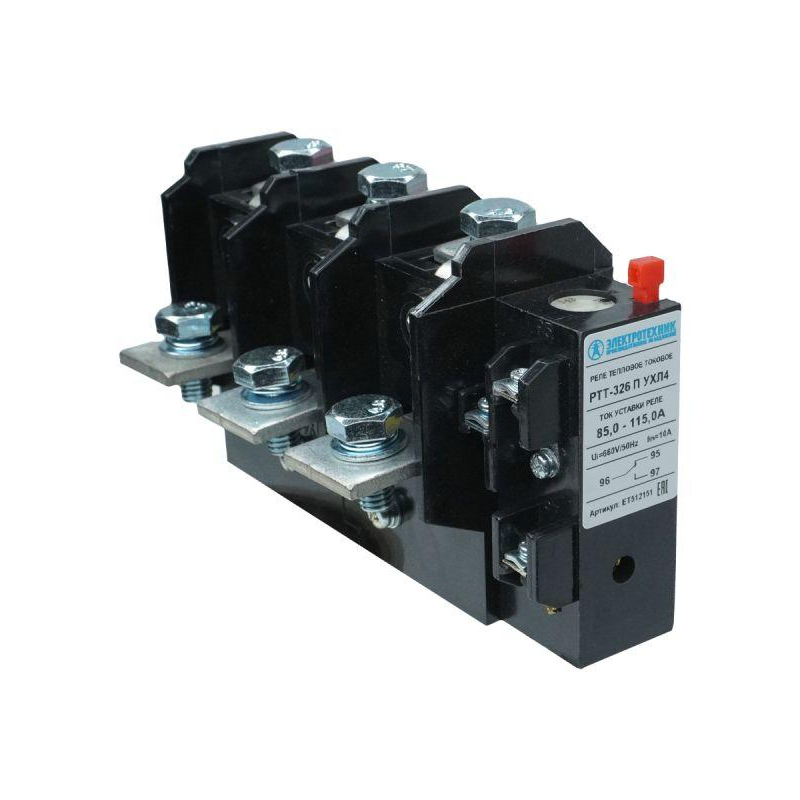 Реле тепл. РТТ-326 П УХЛ4 100А 85.0-115.0А 660В/50Гц 1з+1р ручной возврат IP00 Электротехник ET512151