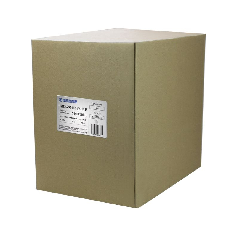 Пускатель магнитный ПМ 12-250150 УХЛ4 В 380В/50Гц 2з+2р 250А IP20 Электротехник ET518924