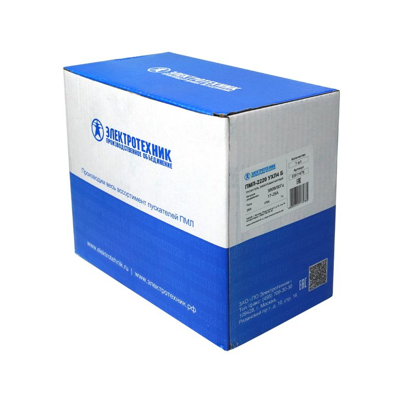 Пускатель магнитный ПМЛ-2220 УХЛ4 Б 380В 1з 25А нереверсивный с реле РТЛ-1022-2 17-25А IP54 Электротехник ET511478