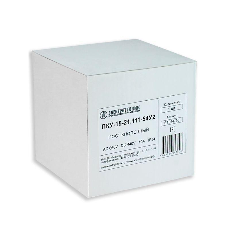 Пост кнопочный ПКУ 15-21-111 КЕ141 исп.2 (1з+1р) красн. гриб с фиксацией/ PG-13.5 Электротехник ET054790