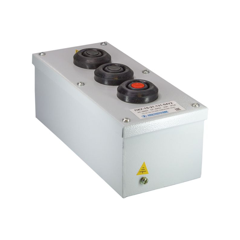 Пост кнопочный ПКУ-15-21.131-54У2 (2хВК30-10-11110-54(1з+1р) черн. + 1хВК30-10-11110-54(1з+1р) красн. + PG-19) пост управления Электротехник ET054489