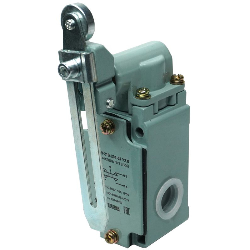 Выключатель путевой ВП15К-21Б-291-54 У2.8 рычаг с роликом регулируемый по длине прямого действия IP54 Электротехник ET004429