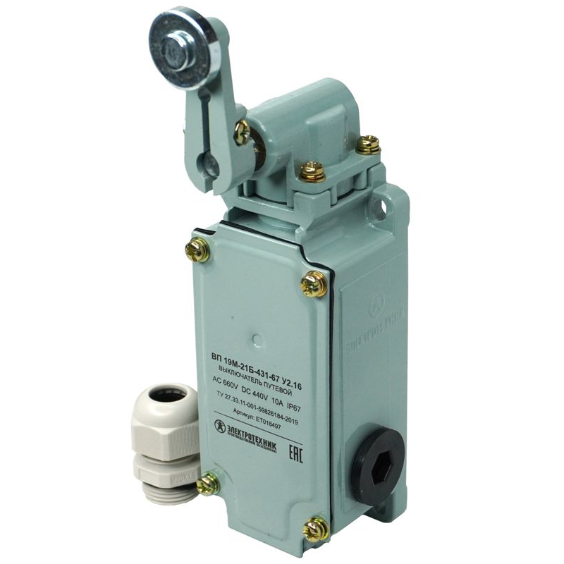 Выключатель конечн. ВП 19М-21Б-431-67 У2.16 4п рычаг с роликом; базовое крепление 2з+2р IP67 Электротехник ET018497