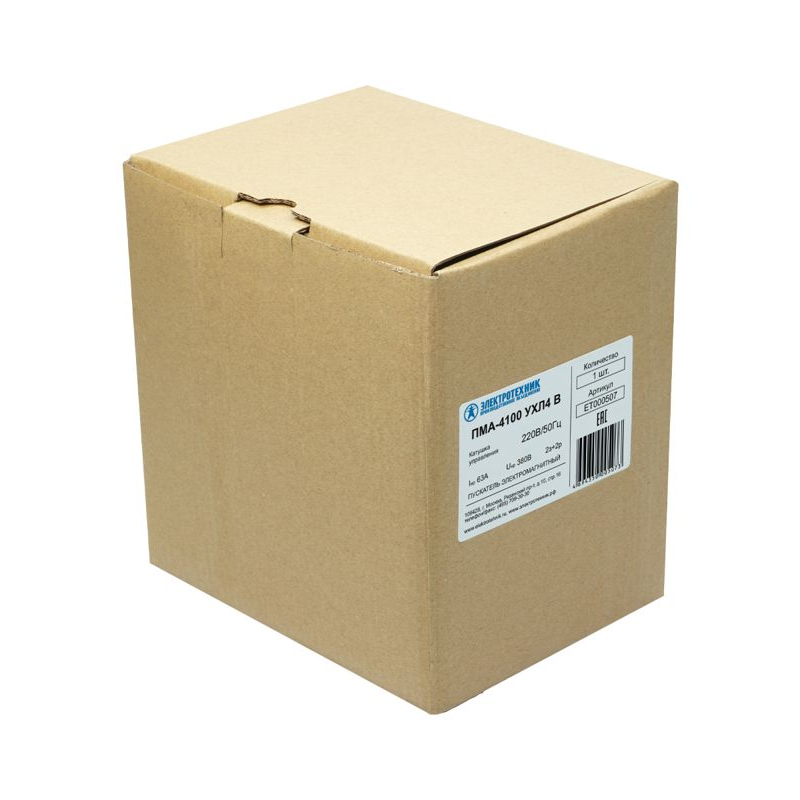 Пускатель электромагнитный ПМА-4100 УХЛ4 В 220В/50Гц 2з+2р 63А нереверсивный без реле IP00 Электротехник ET000507