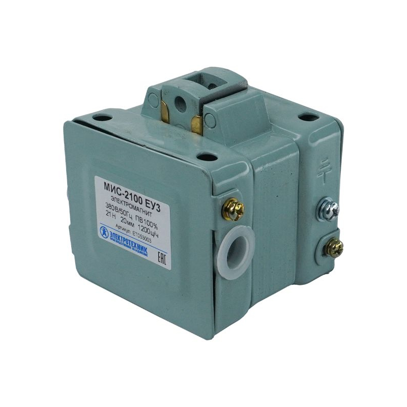Электромагнит МИС-2100 ЕУ3 380В тянущее исп. ПВ 100% IP20 с жесткими выводами Электротехник ET053003