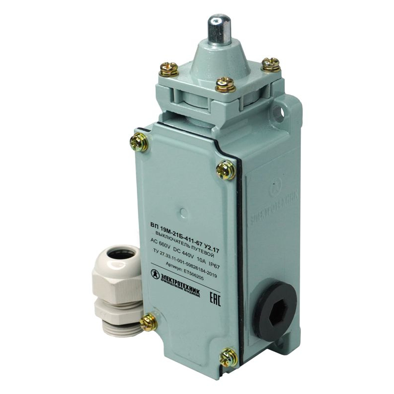 Выключатель путевой ВП 19М-21Б-411-67 У2.17 4п толкатель 3з+1р IP67 Электротехник ET506205