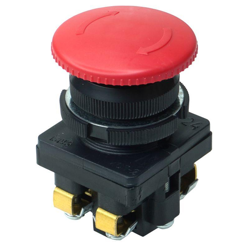 Выключатель кнопочный КЕ-131 У3 исп.2 1з+1р гриб с фиксацией 10А 660В IP40 красн. Электротехник ET529293