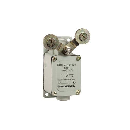 Выключатель конечн. ВК-200-БВ-11-67У2-21 V-образный рычаг; б/сальника; ход вправо; самовозврат; ступень 2; IP67 Электротехник ET511641