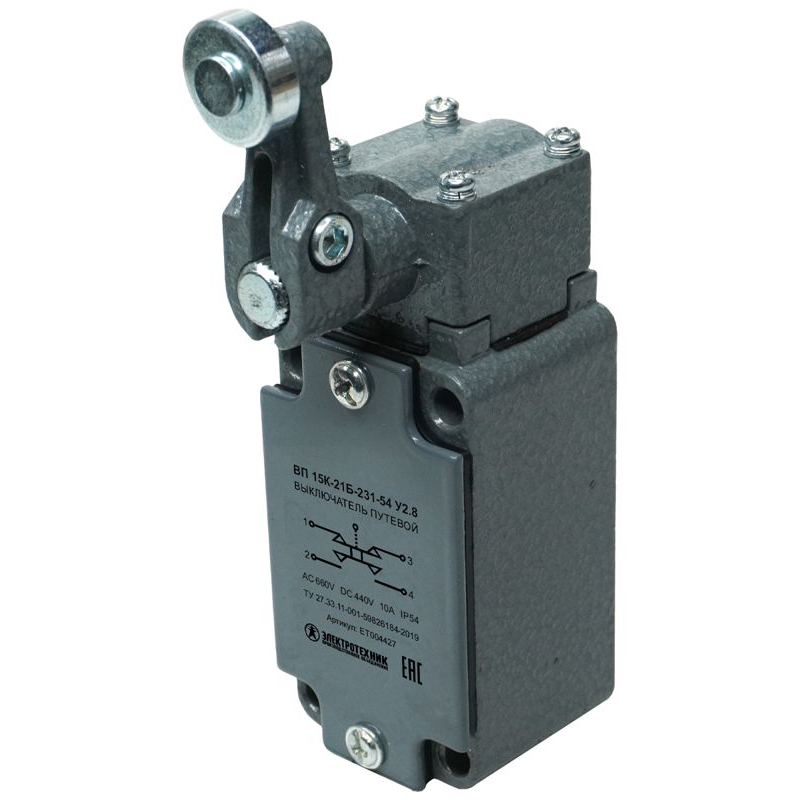Выключатель путевой ВП 15К-21Б-231-54 У2.8 рычаг с роликом прямого действия IP54 Электротехник ET004427