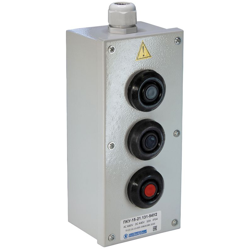 Пост кнопочный ПКУ-15-21.131-54У2 (2хКЕ081/2(1з+1р) черн.+1хКЕ081/2(1з+1р) красн.+PG-19) пост управления Электротехник ET008511