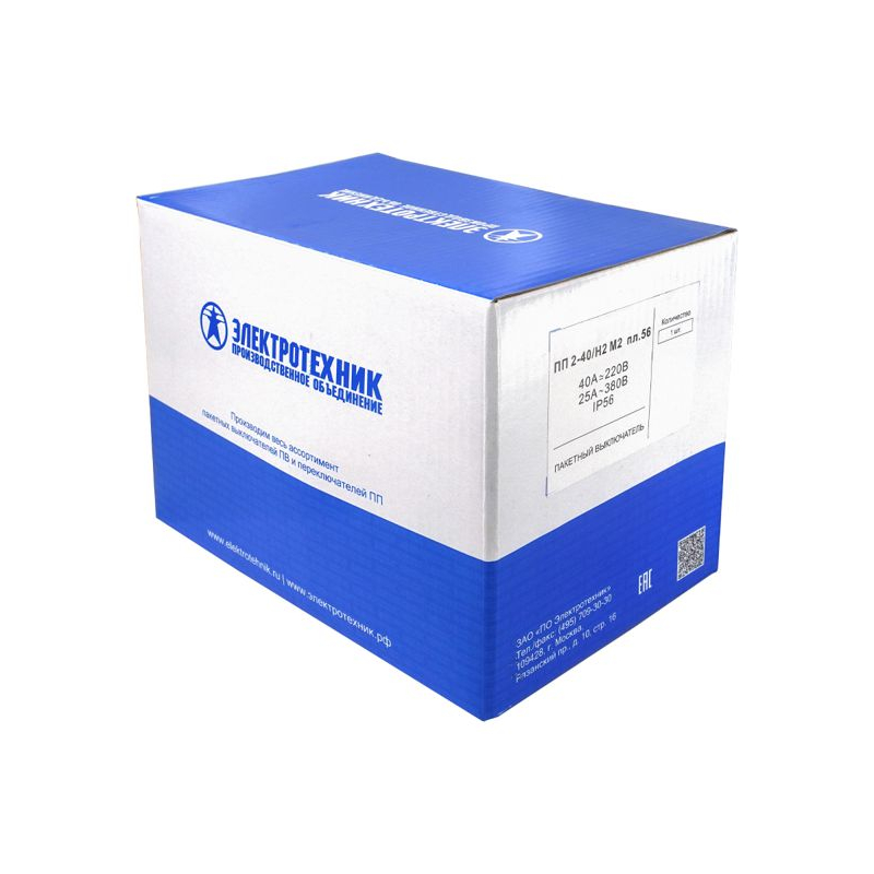 Переключатель пакетный ПП2-40/Н2 М2 IP56 (пластик) Электротехник ET002138