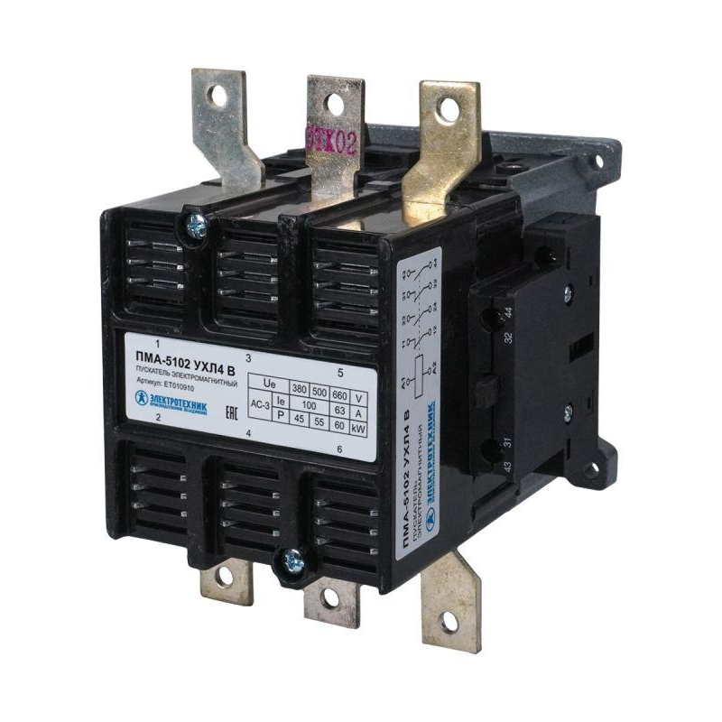 Пускатель электромагнитный ПМА-5102 УХЛ4 В 220В 2з+2р 100А нереверсив. без реле IP00 Электротехник ET010910