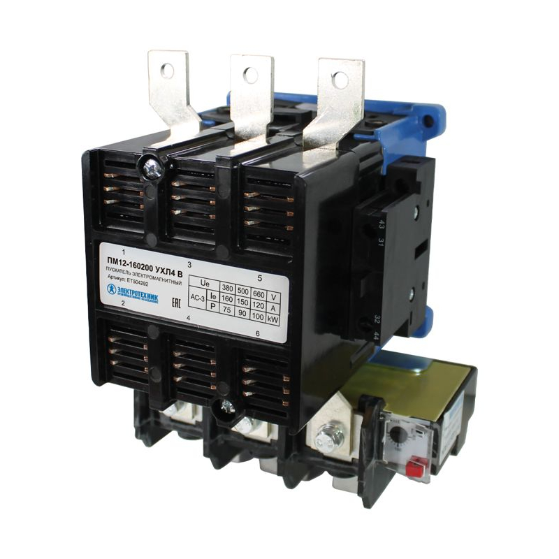 Пускатель магнитный ПМ 12-160200 УХЛ4 В 380В/50Гц 2з+2р 160А нереверсивный с реле РТТ-326 136-160А Электротехник ET504292