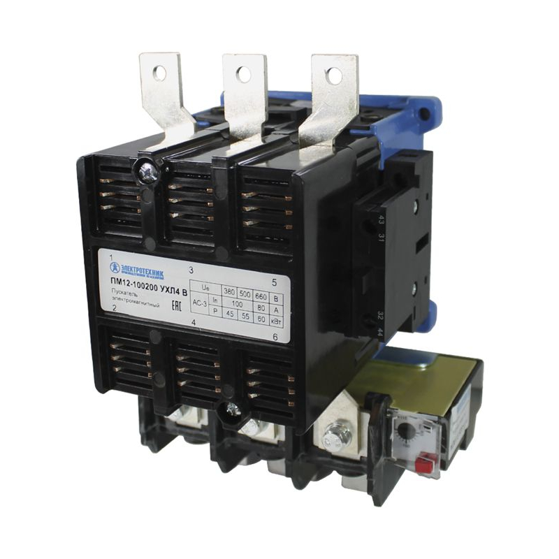 Пускатель магнитный ПМ 12-100200 УХЛ4 В 220В/50Гц 2з+2р 100А нереверсивный с реле РТТ-325 85-115А Электротехник ET504290