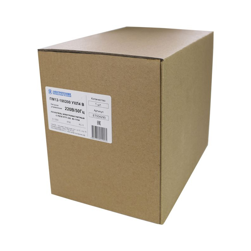 Пускатель магнитный ПМ 12-100200 УХЛ4 В 220В/50Гц 2з+2р 100А нереверсивный с реле РТТ-325 85-115А Электротехник ET504290