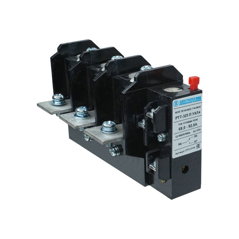 Реле тепл. РТТ-325 П УХЛ4 80А 68.0-92.0А 660В/50Гц 1з+1р ручной возврат IP00 Электротехник ET512149