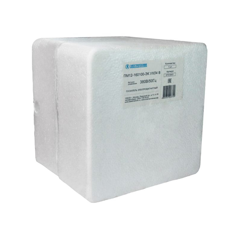 Пускатель магнитный ПМ 12-160100-ЭК УХЛ4 В 380В/50Гц 4з+2р 160А нереверсивный без реле IP00 Электротехник ET516451
