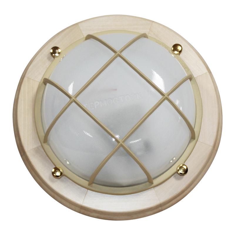 Светильник НББ 03-60-014 "Терма 1302" 1х60Вт E27 IP65 круглый малый матов./корпус с решеткой дерево липа (инд. упак.) Элетех 1005501031