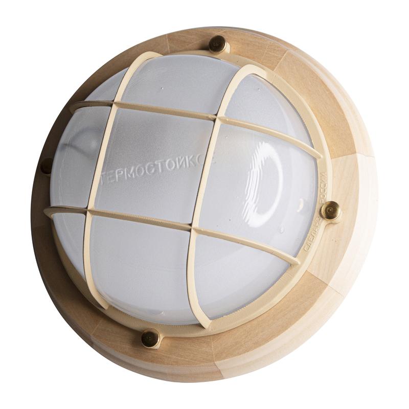 Светильник НББ 03-60-014 "Терма 1302" 1х60Вт E27 IP65 круглый малый матов./корпус с решеткой дерево липа (инд. упак.) Элетех 1005501031
