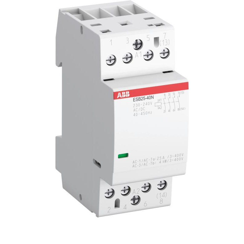 Контактор ESB25-40N-01 модульный (25А АС-1, 4НО), катушка 24В AC/DC