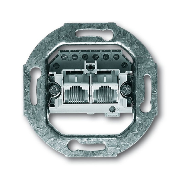 "Механизм 2-постовой телефонной розетки 2х8 полюсов, параллельно, RJ 11/12  RJ 45  ISDN, категория 3"