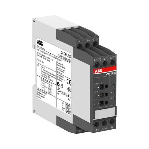 Однофазное реле контроля тока CM-SRS.12S (диапазоны измерения 0.3-1.5А, 1-5A, 3-15A) 220-240В AC, 1ПК, винтовые клеммы