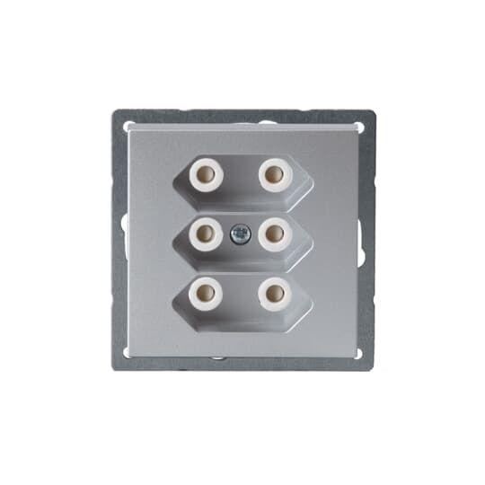 Розетка 3*EuroSocket 6А 230В, без заземления, алюминий