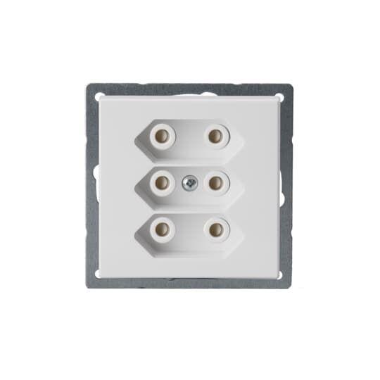 Розетка 3*EuroSocket 6А 230В, без заземления, белый