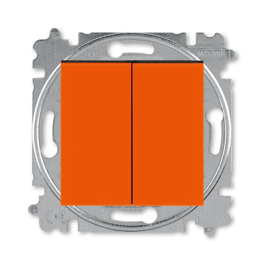 Переключатель двухклавишный ABB Levit оранжевый / дымчатый чёрный
