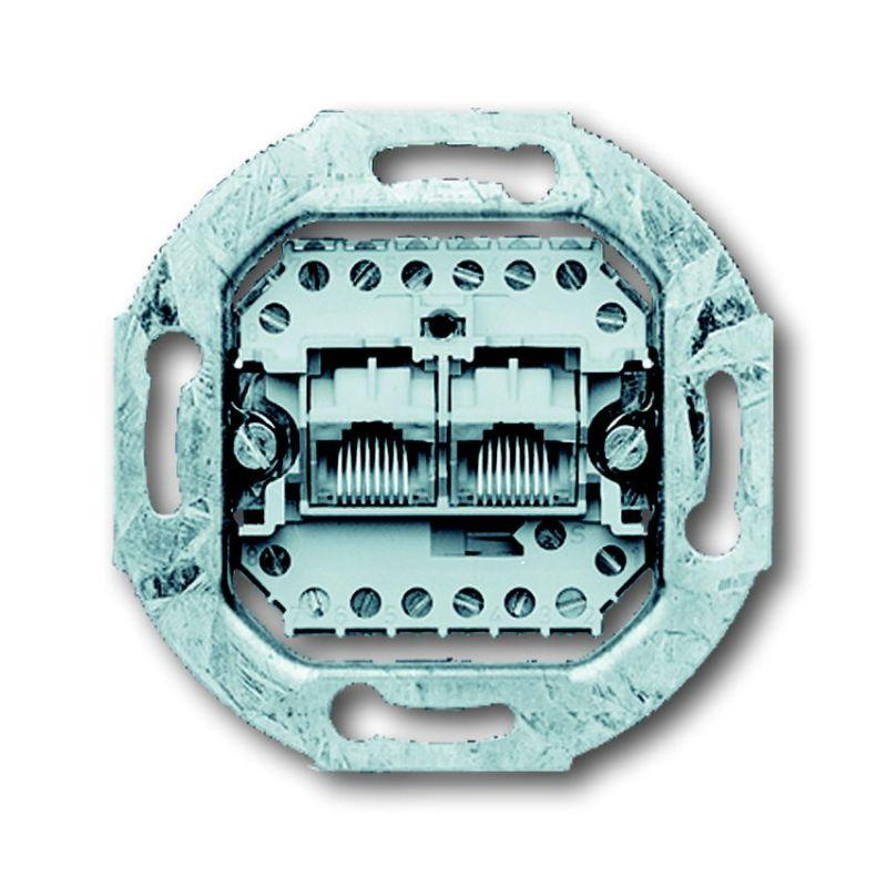 "Механизм 2-постовой телефонной розетки 8/8 полюсов, раздельно, RJ 11/12  RJ 45  ISDN, категория 3"