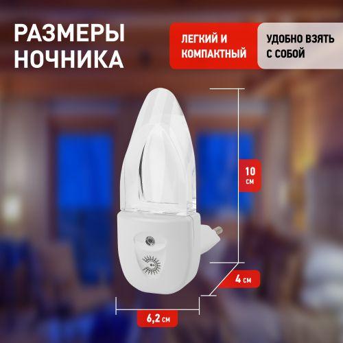 Светильник NN-618-LS-W ночник "Кристалл" от сети с сенсором бел. ЭРА Б0019102