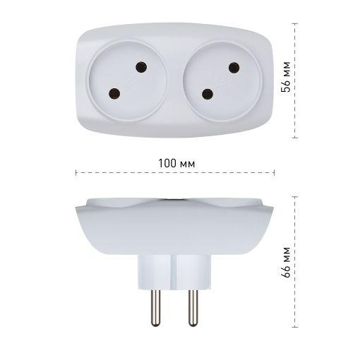 Разветвитель 2-м SP-2-W без заземл. (10/60/1500) бел. ЭРА C0045520