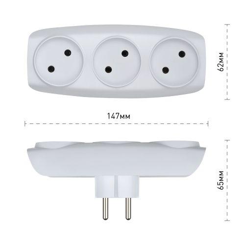 Разветвитель 3-м SP-3-W без заземл.(10/60/1200) бел. ЭРА C0045527