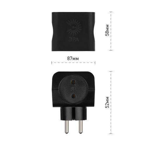 Разветвитель 4-м SP-4-B без заземл. (10/60/2880) черн. ЭРА Б0008207