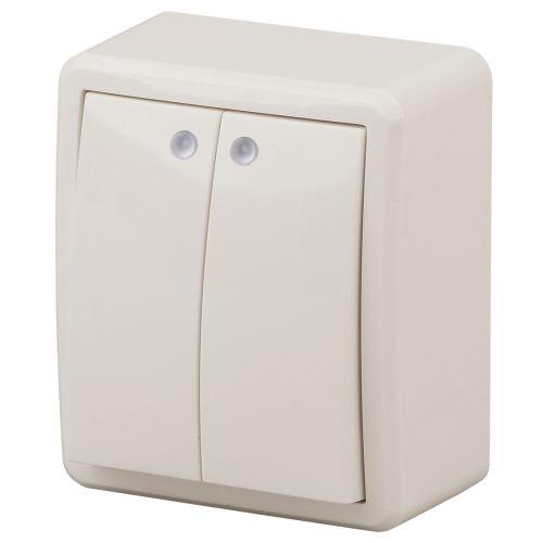 Выключатель 2-кл. ОП Эра Эксперт 10А IP20 11-1205-02 250В 10AX с подсветкой сл. кость Эра Б0020667