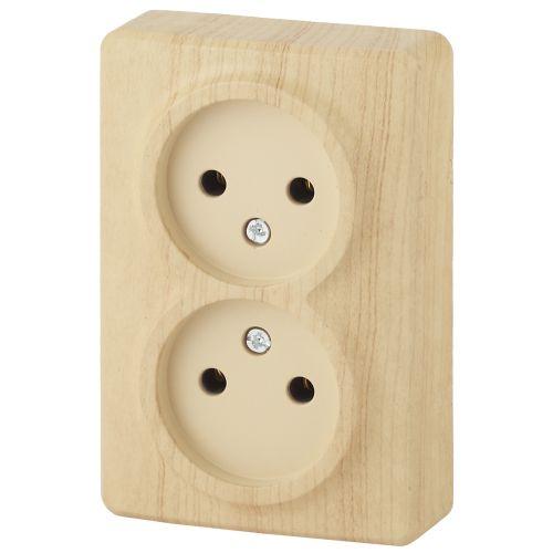 Розетка 2-м ОП Эра Эксперт 11-2202-11 16А IP20 250В 2х2P сосна Эра Б0020684