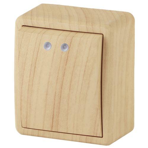 Выключатель 1-кл. ОП Эра Эксперт 10А IP20 11-1202-11 250В 10AX с подсветкой сосна Эра Б0020659