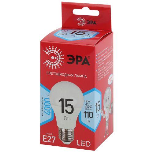 Лампа светодиодная A60-15W-840-E27 R (диод груша 15Вт нейт E27) (10/100/1500) ЭРА Б0046356