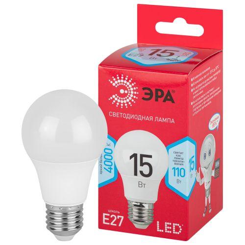 Лампа светодиодная A60-15W-840-E27 R (диод груша 15Вт нейт E27) (10/100/1500) ЭРА Б0046356
