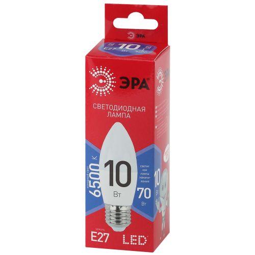 Лампа светодиодная ECO LED B35-10W-865-E27 R (диод свеча 10Вт холодн. E27) (10/100/3500) ЭРА Б0045338