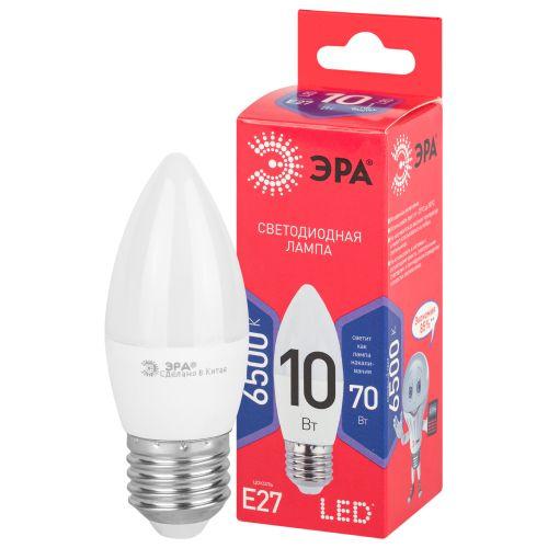 Лампа светодиодная ECO LED B35-10W-865-E27 R (диод свеча 10Вт холодн. E27) (10/100/3500) ЭРА Б0045338