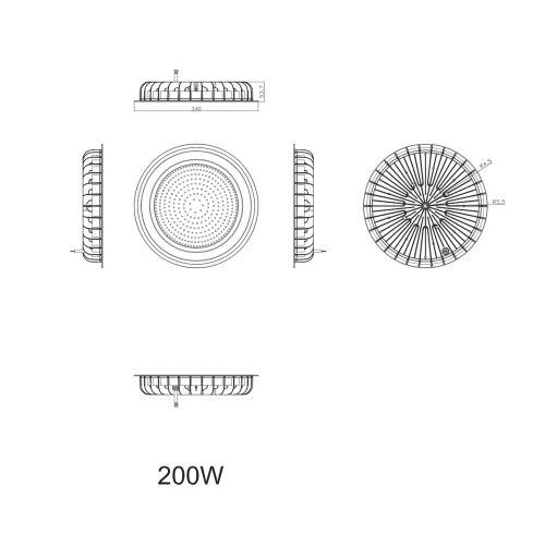 Светильник подвесной SPP-402-0-50K-200 200Вт 20000лм 5000К Кп<2% КСС Д DOB IP65 LED (High Bay) для высоких пролетов Эра Б0046670