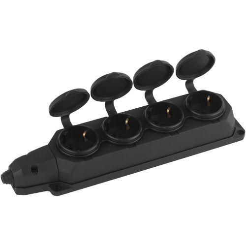 Колодка каучуковая 4-м с заземл. 16А IP44 черн. ЭРА Б0044546