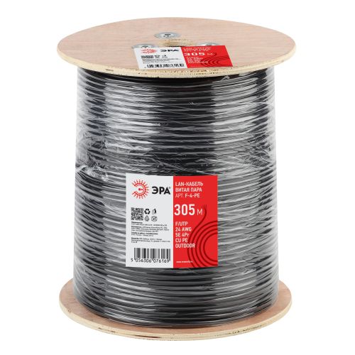 Кабель  FTP 4x2x24 AWG Cat5e CU PE OUTDOOR 305м (м) ЭРА Б0044689