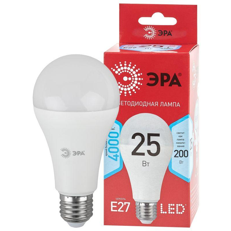 Лампа светодиодная ECO LED A65-25W-840-E27 R (диод груша 25Вт нейтр. E27) (10/100/1200) Эра Б0048010