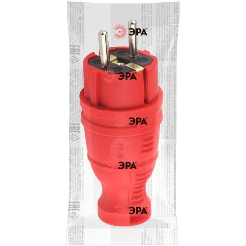 Вилка каучуковая з/з прямая 16А IP44 красн. V8-RED-IP44 Эра Б0044547