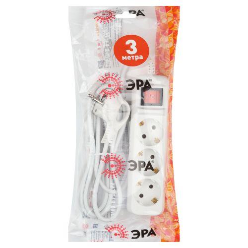 Удлинитель с заземлением UX-3es-3m 3х0.75кв.мм с выкл. 3гнезда 3м (5/20/600) Эра Б0035751