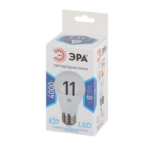 Лампа светодиодная A60-11w-840-E27 грушевидная 880лм ЭРА Б0017234/Б0029821